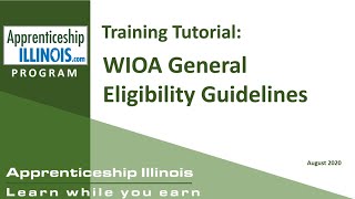 WIOA General Eligibility for Apprenticeship Illinois