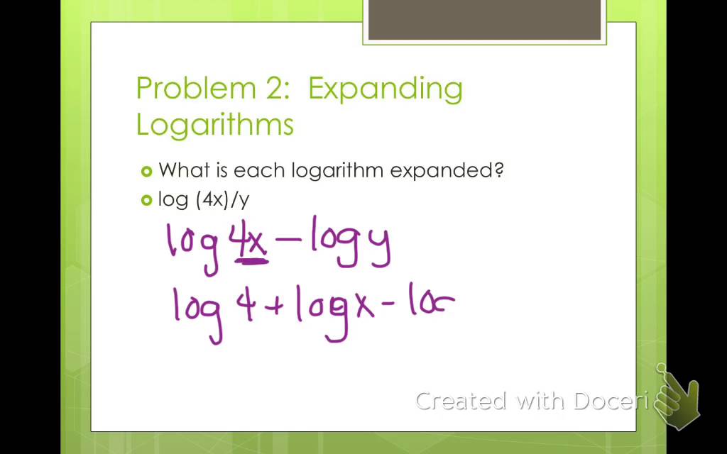 Algebra 2 Properties Of Logarithms (7-4) - YouTube