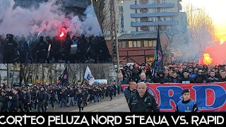 #ULTRAS #CORTEO PELUZA NORD STEAUA | Rapid Bucuresti - FCSB | SUPERLIGA #BucurestiDerby