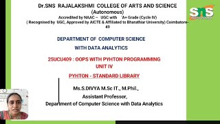 Python Standard Libraries | Python Programming | SNS INSTITUTIONS