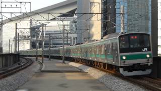 【埼京線】各駅停車　新宿行き　205系ハエ32編成　北与野駅到着　警笛あり