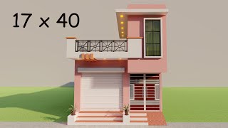 Small shop with 2 bedroom house plan,17 by 40 dukan or makan ka naksha,3D makan ka naksha,3d house