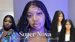 Step-by-Step Bohemian Knotless Braids Wig Install |  Super Nova Hair Review! | Wealthie ❤️