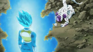 Vegeta activates SSJ Blue for the first time and easily kills Frieza