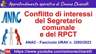 Conflitto di interessi del Segretario comunale e del RPCT (25/8/2023)