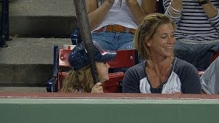 Gomes hands broken bat to a young Sox fan