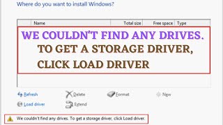 We Couldnt Find any Drives. To get Storage driver, Click Load Driver