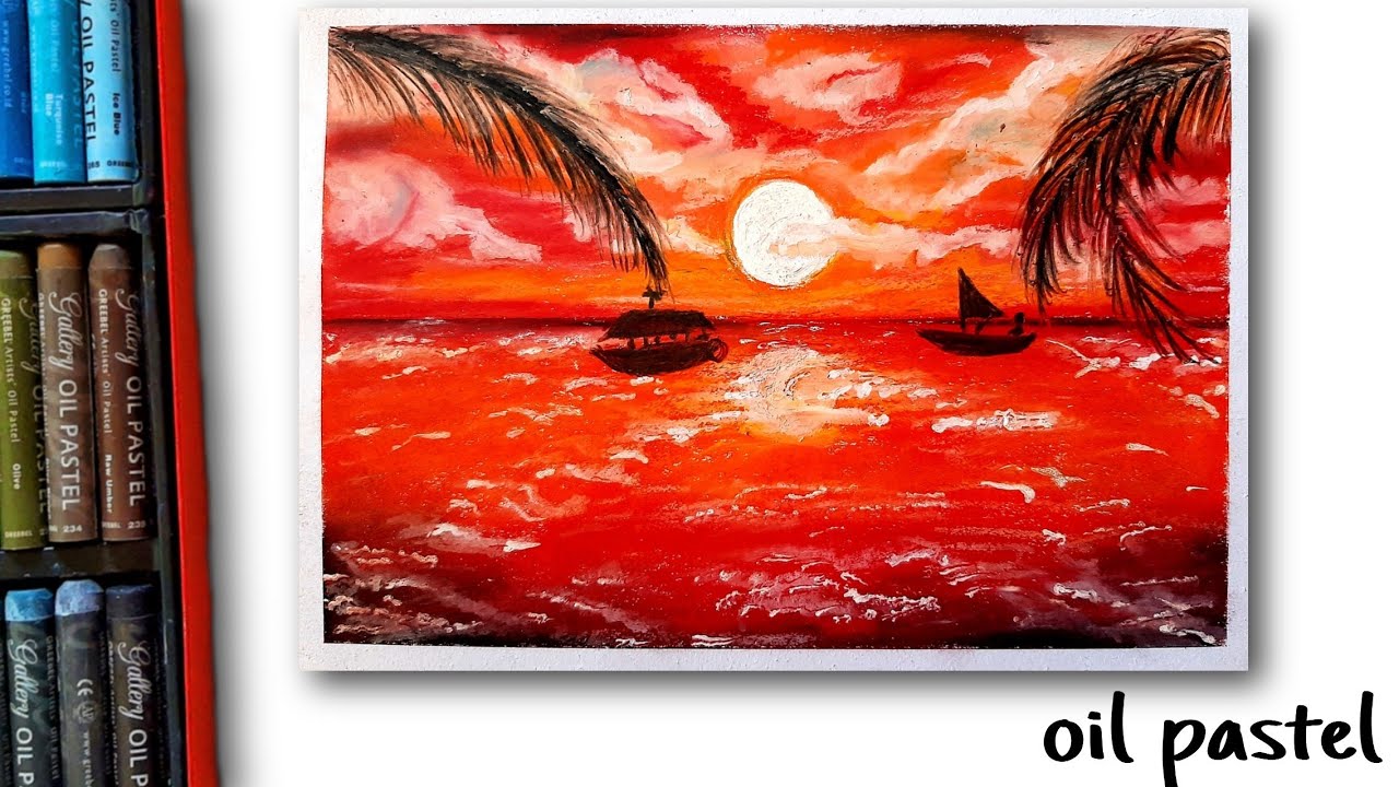 Cara Menggambar Sunset Menggunakan Oil Pastel-crayon || Oil Pastel ...