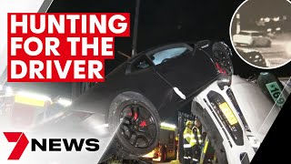 Lamborghini crashes on Parramatta Road at Concord, police hunt for the driver | 7NEWS