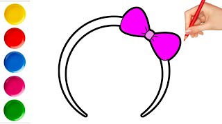 How to draw a Beautiful headband with a bow | Drawing and Coloring easy for kids step by step