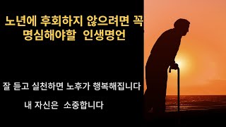 후회하지않을  노년을 위해 명심해야하는 명언/인생명언/행복명언/지혜명언/명심해야할 명언/노후성공명언/#인생을 바꾸는 명언#성공명언#동기부여#인생명언