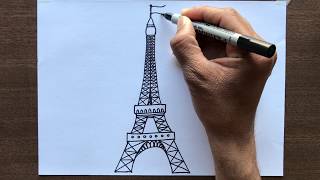 How to Draw the Eiffel Tower Step by Step