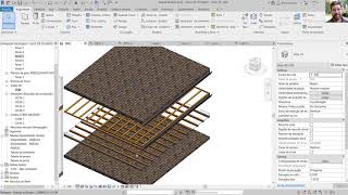 REVIT. TELHADO DE 1 AGUA COM ESTRUTURA