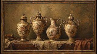 Royal Vintage Elegance 🏺✨ Antique Floral Vases | Luxury Oil Painting 4K TV Wallpaper