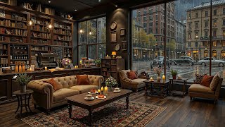 Elegant Library Café on a Rainy Afternoon ☕ Relaxing Jazz Piano & Cozy Ambience for Focus & Study