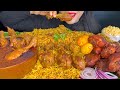 ASMR EATING SPICY CHICKEN BIRYANI,CHICKEN CURRY,RAITA,CHICKEN LEG PIECE *BIRYANI EATING*