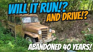 ABANDONED 53 Willys Wagon OVERLAND - Will it RUN and DRIVE!?! Or does it break in half?