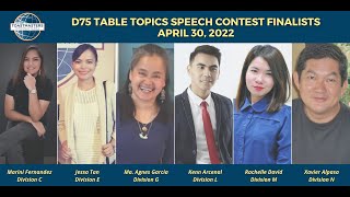 District 75 Table Topics Speech Finals 2022