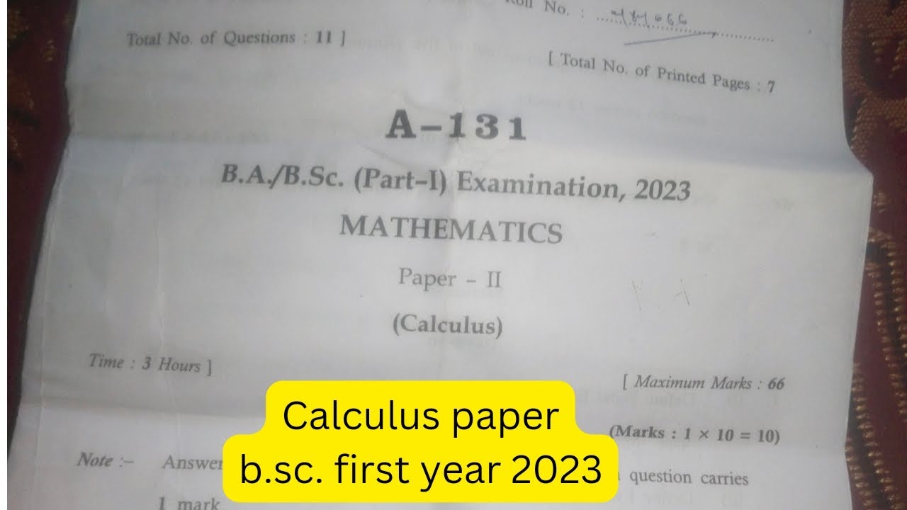 BA BSC 1st Year Mathematics Question Paper - Calculus | BA BSC ...