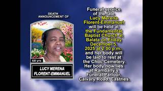 Lucy Merena Florent-Emmanuel ~ Short Obituary