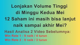 Lonjakan Volume Tinggi di minggu kedua Mei, 12 Saham ini masih bisa lanjut naik sampai akhir Mei?