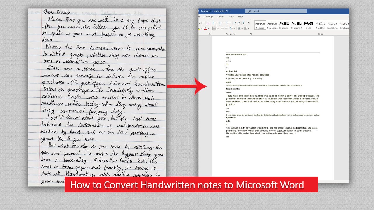 How To Convert Handwritten Notes To Microsoft Word Youtube