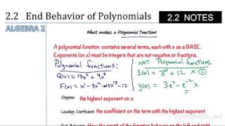 A2 Unit 2 Lesson 2 End Behavior