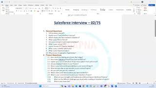 03. Salesforce Mock Interview Question Paper Realtime Interview Preparation Tips | Crack Salesforce