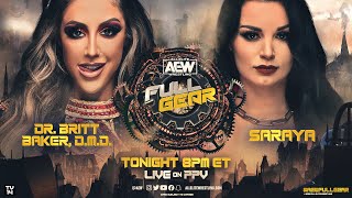 Dr. Britt Baker D.M.D. vs Saraya | AEW Full Gear, LIVE Tonight on PPV