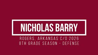 Nicholas Barry 8th Grade Defensive Highlights