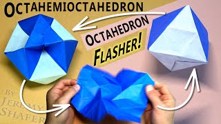 Origami Cuboctahedron AND it's a Flasher!🎇 (Octahedron designed by Kawasaki)