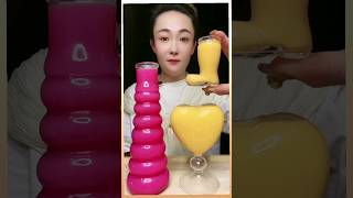 Amazing yellow heart drink🍷challenge😋#tiktok #mukbang #viral #asmr#ssoyoung#food#shorts