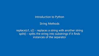 Python String Methods - replace(), split()