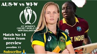 AUS-W vs WI-W  ICC World Cup Match No-14  WI-W vs AUS-W Dream Team Prediction#shorts#WI-WvsAUS-W