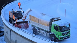 Snow Cleaning in Switzerland and Beautiful Mountain scenery with Snow Train