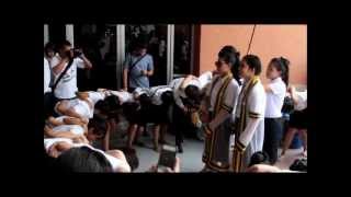 Thai School girls doing dance and sing for RMUTT Graduation on 4-23-2012 Thailand