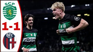 Sporting vs Bologna (1-1), All Goals Results/Highlights-2025 Conrad Harder Goal, Tommaso Pobega Goal