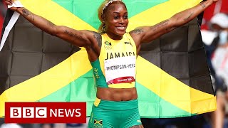 Tokyo Olympics: Elaine Thompson-Herah defends 100m title - BBC News