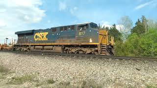 CSX 817 leads Southbound Empty rail train 915 through Tateville (4/30/2022)