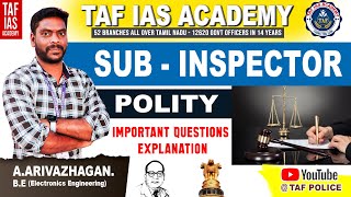 SUB - INSPECTOR & POLICE | POLITY | CONSTITUTION | Daily Important Questions | TAF POLICE | Class -1