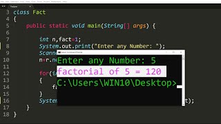 Java program to find Factorial of a Number | Learn Coding