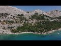 stara baška from air aerial view of the bay