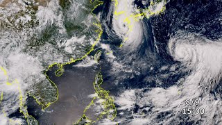 台風第５,６,７号 気象衛星ひまわり トゥルーカラー再現画像 2023年7月27日～8月11日