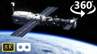 VR 360° Space Walk | Large Futuristic Space Station | Alone Explore Space