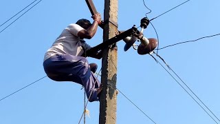 Pole climbing (కరెంట్ స్తంభం ఎక్కడం)