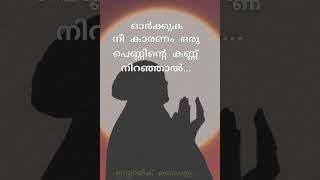 പെണ്ണിന്റെ കണ്ണ് നിറഞ്ഞാൽ... || Islamic malayalam motivational words || whatsapp status video #short