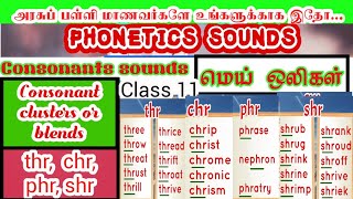 English Phonetics, Consonant clusters, /thr/, /phr/,/chr/,/shr/