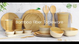 LEKOCH Bamboo Fibre Dinnerware Eco-Friendly Bamboo Plates Set