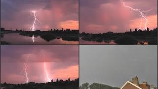 Onweer Rozenburg ZH + Slow motion CG-ontlading Spijk Gelderland 27+28 augustus 2016