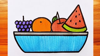 Easy Fruit Basket Drawing | Art of Kala